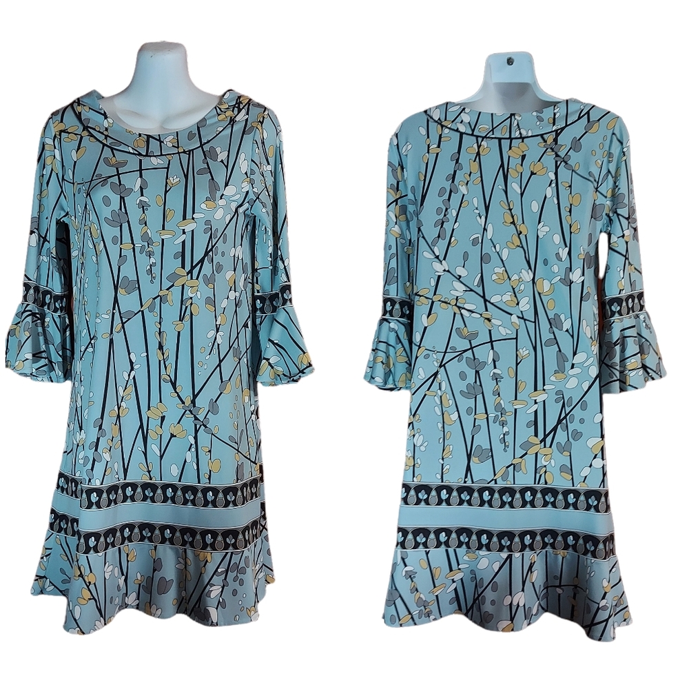 BCBGMaxazria Blue Bell Sleeve Dress